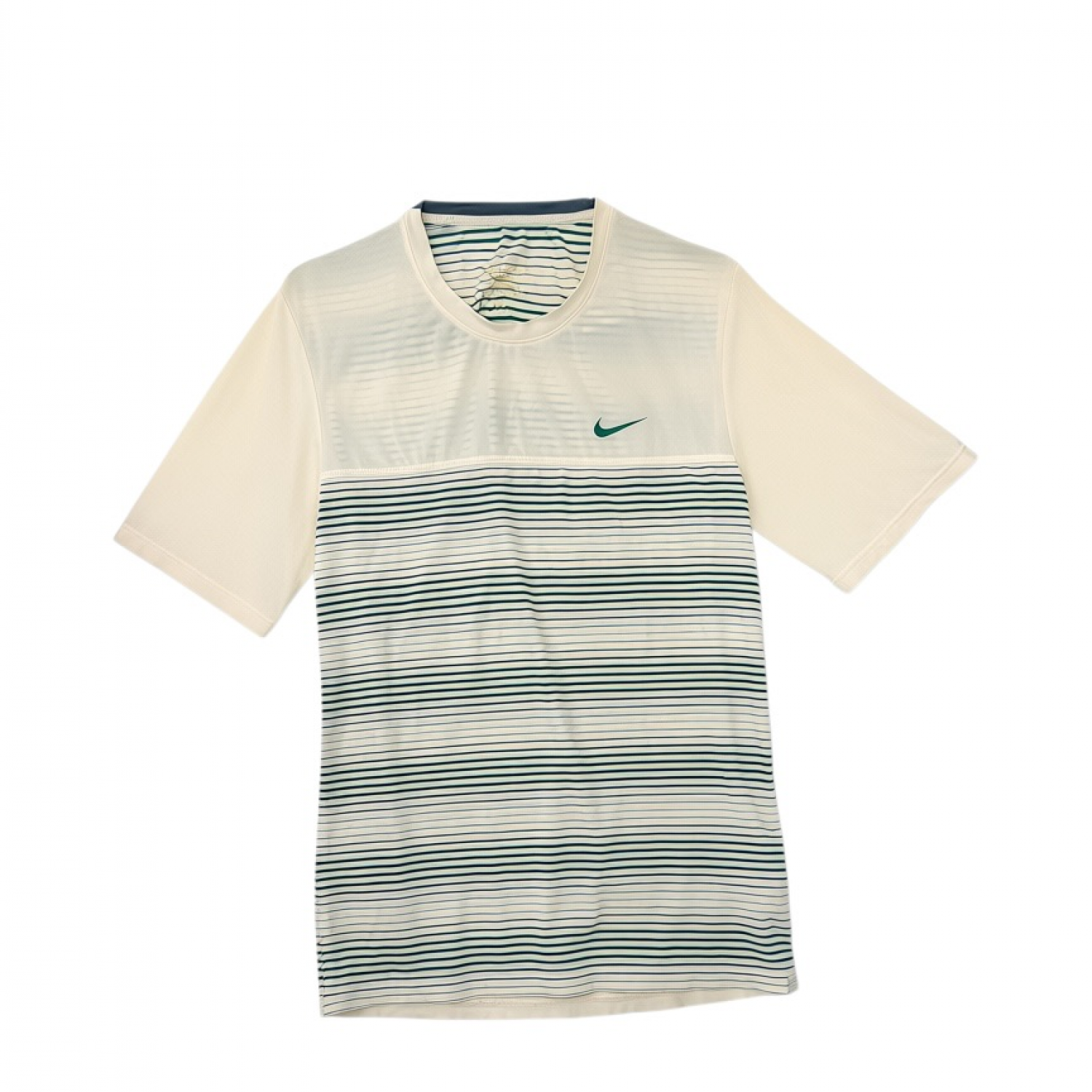 Nike Ανδρικό T-Shirt Λευκό Ριγέ με Logo